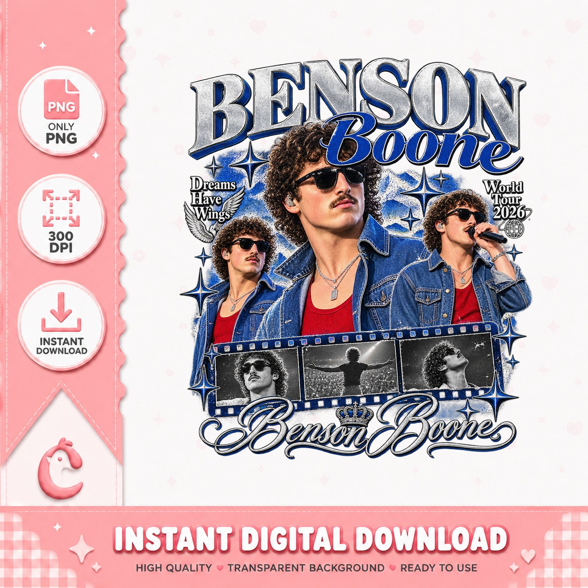 Benson Boone PNG Bundle, World Tour 2026 Singer PNG, 300 DPI PNG