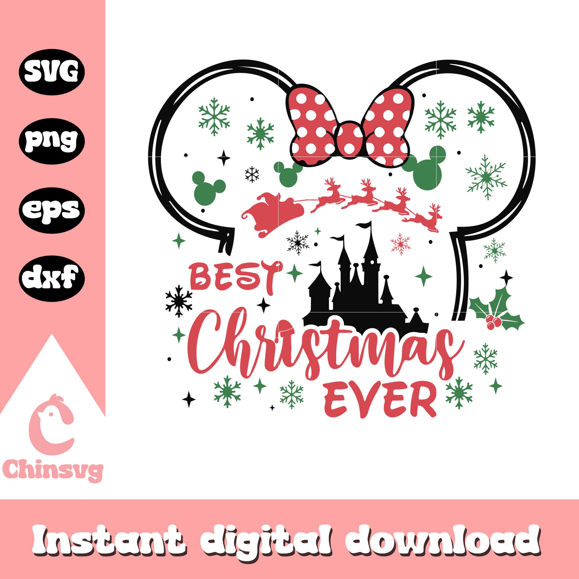 Best christmas ever minnie head svg, christmas disneyland svg