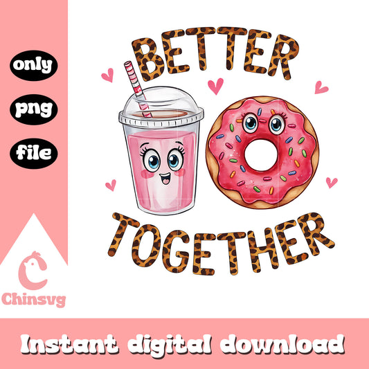 Better together coffee donut png, better together png, valentine png