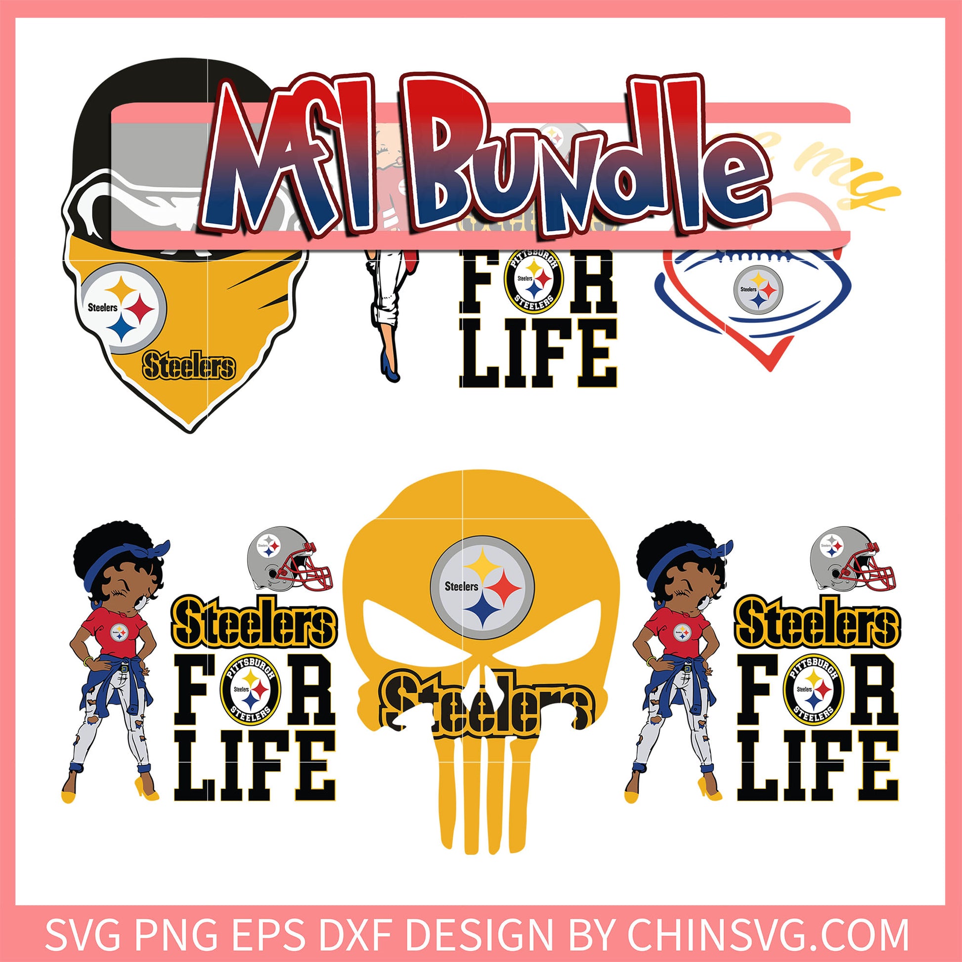Betty boop Pittsburgh Steelers bundle svg, nfl teams svg
