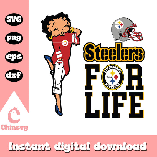 Betty boop cheerleader steelers for life svg, cheerleader svg