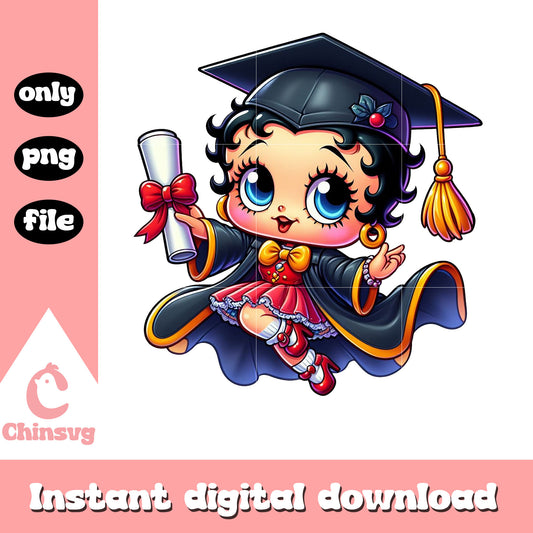 Betty boop chibi graduation design png, graduation png, betty boop png