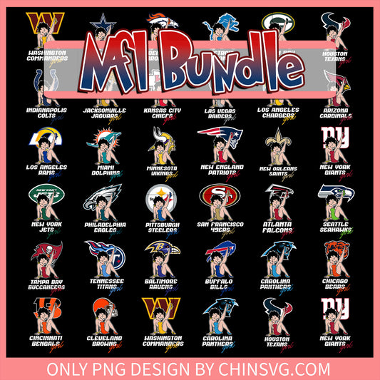 Betty boop fan nfl bundle png, betty boop​ png, logo nfl png
