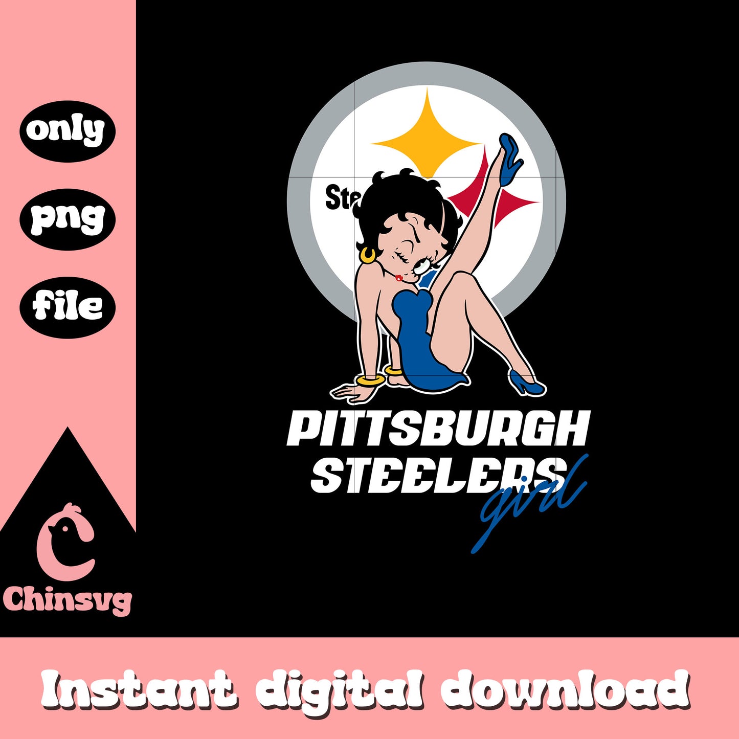 Betty boop girl steelers png, nfl pittsburgh steelers​ png