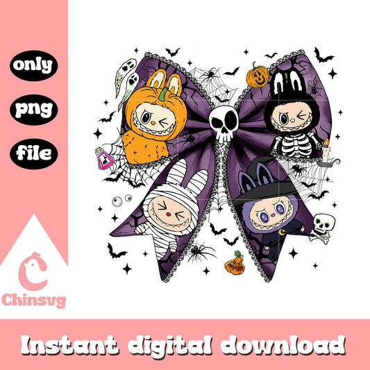 Big bow labubu happy halloween design png, labubu monster png