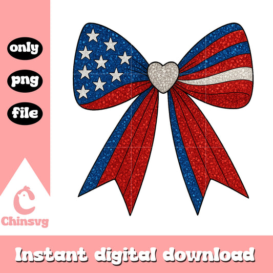 Big coquette bow america design png, 4th of july holiday png