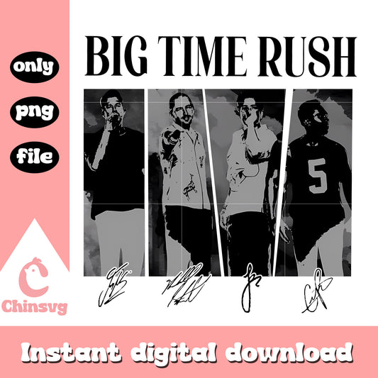 Big time rush tour members black white png, big time rush png