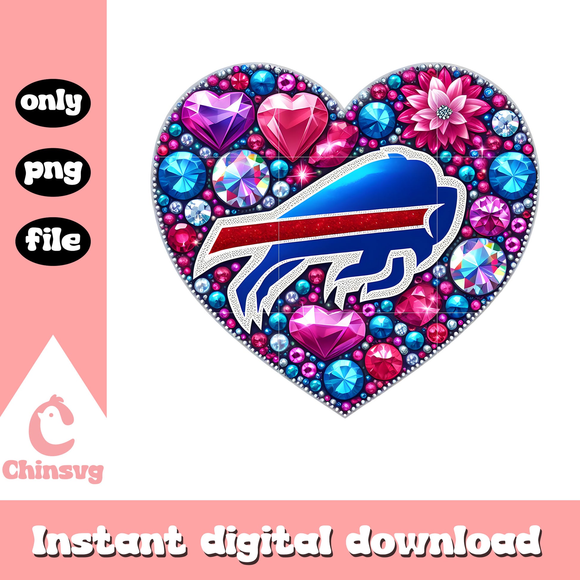 Bills diamon heart pink png, nfl news buffalo bills​​ png