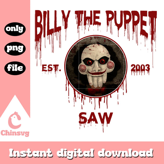 Billu the puppet est 2003 halloween png, saw halloween movie png