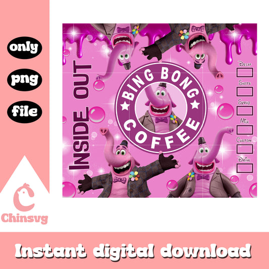 Bing bong coffee inside out tumbler png, bing bong inside out​ png