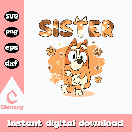 Bingo sister character svg, bluey cast svg, cartoon svg