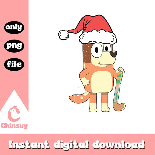 Bingo dog santa hat merry christmas png, bingo christmas​ png