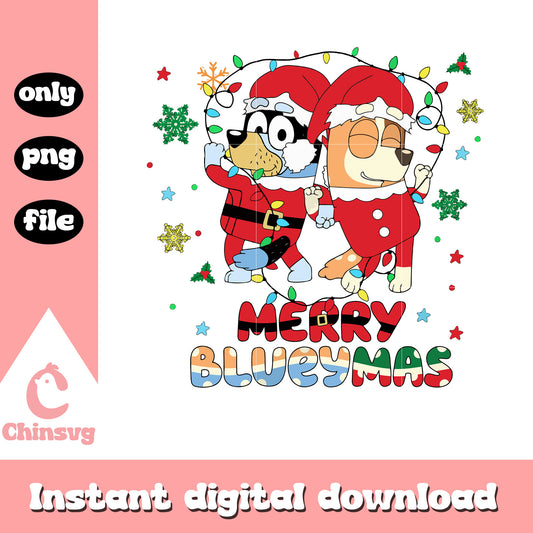 Bingo sister merry blueymas design png, christmas lights png​