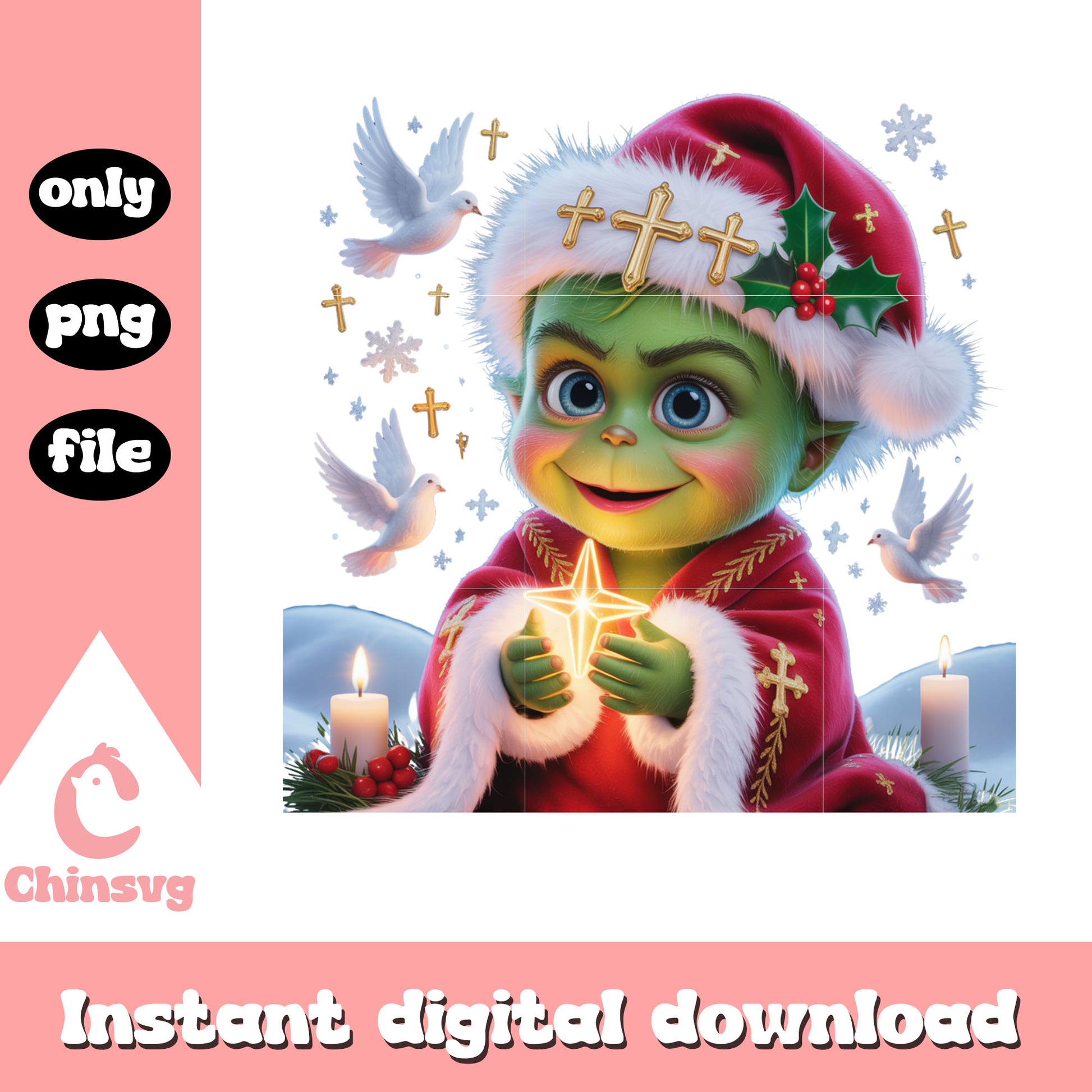 Bird star and grinch christmas png, new grinch clipart png