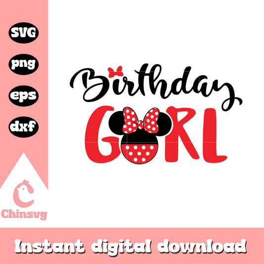 Birthday Girl minnie head svg, minnie mouse birthday svg