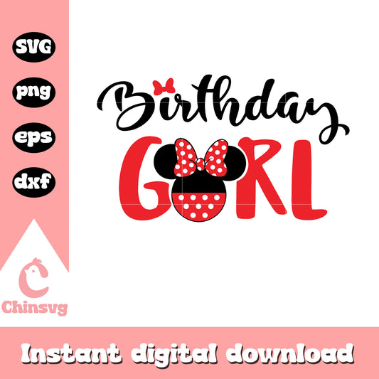 Birthday girl minnie head design svg, birthday girl​ svg