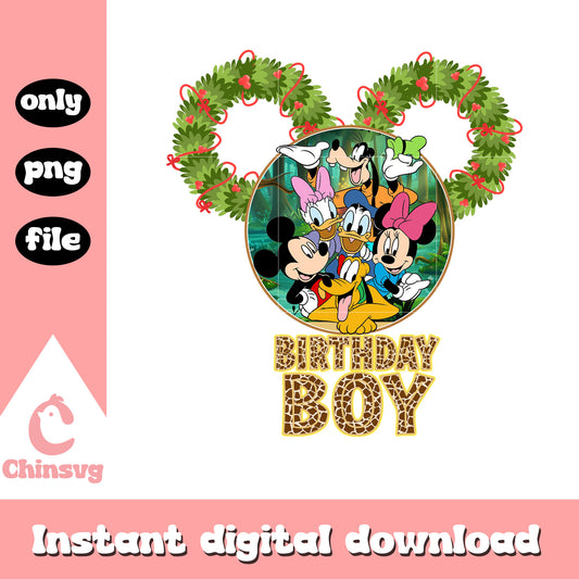 Birthday boy christmas wreath png, birthday boy png, disney png