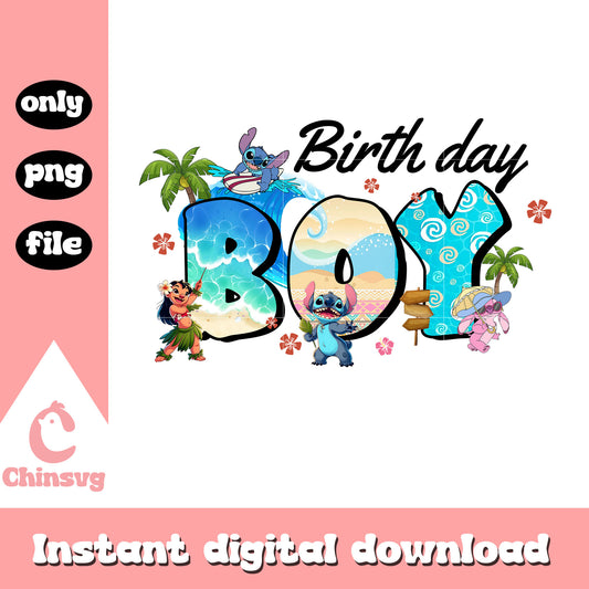 Birth day boy stitch design png, stitch summer​ png, stitch birthday​ png