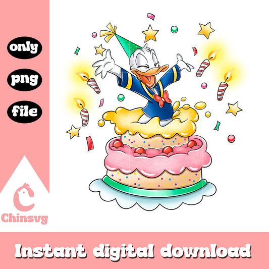Birthday cake donald disney design png, disney donald duck png 