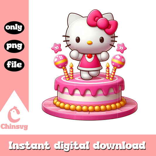 Birthday cake hello kitty decor png, birthday cake png