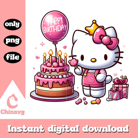 Birthday cake kitty decor png, birthday png, birthday cake png