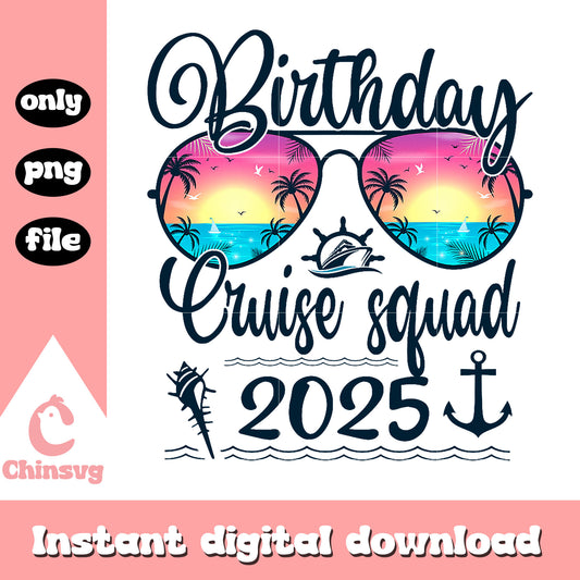 Birthday cruise squad 2025 png, cruise trip png, birthay png
