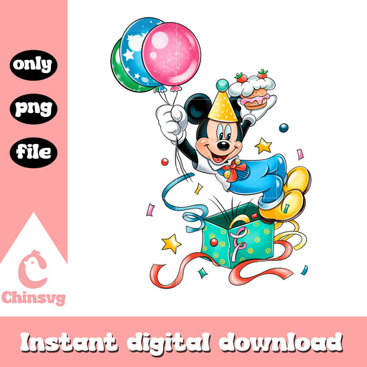 Birthday gift mickey disney design png, disney happy birthday png 