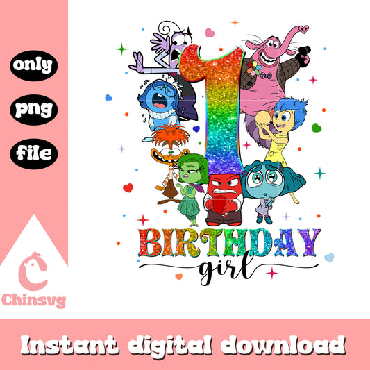 Birthday girl 1 inside out design png, inside out 2 on disney plus png