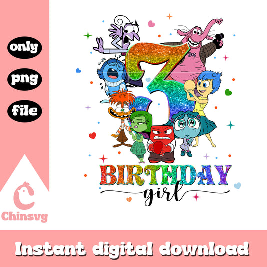 Birthday girl 3 inside out design png, disney inside out 2​ png