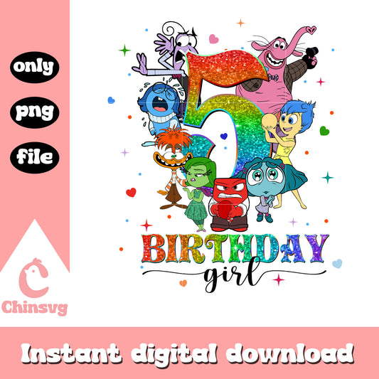 Birthday girl 5 inside out design png, disney inside out​​​ png