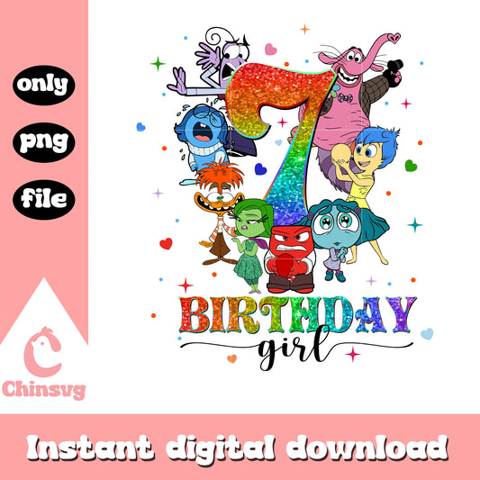 Birthday girl 7 inside out design png, inside out disney​​ png