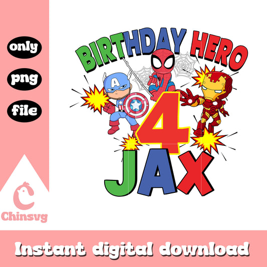 Birthday hero jax four png, marvel cartoon png, advengers png