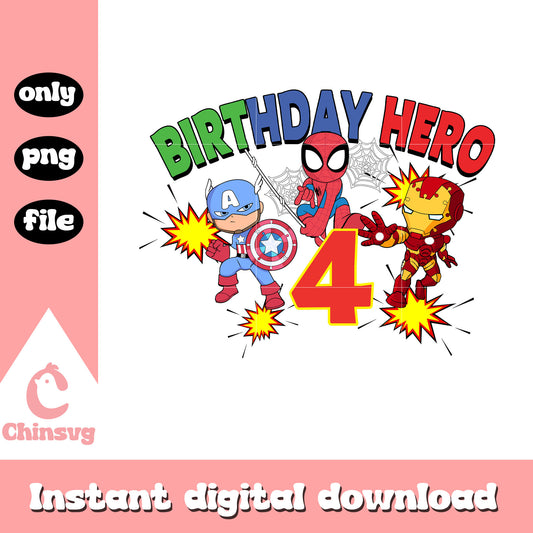 Birthday hero marvel characters png, birthday png, superhero png