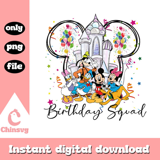 Birthday squad mickey and friends png, disney friends png, birthday png