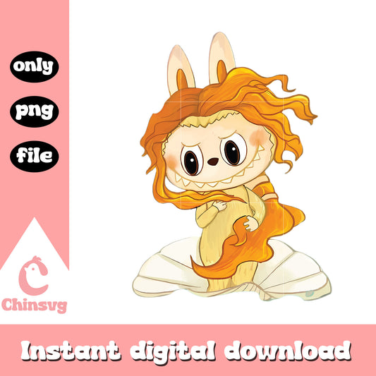 Birth of venus labubu cute doll design png, labubu doll png