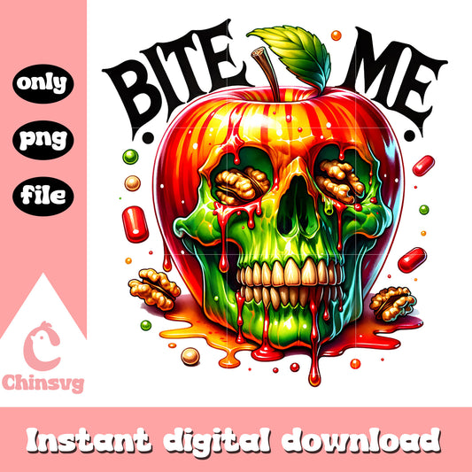 Bite me apple skull design png, skull candy apple​ png, trending png