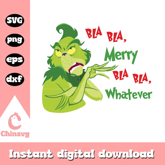 Bla bla grinch christmas design svg, grinch green​ svg