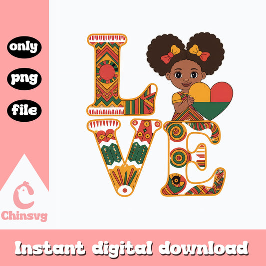 Black Girl Love Juneteenth PNG, Afro Girl PNG, Black History PNG