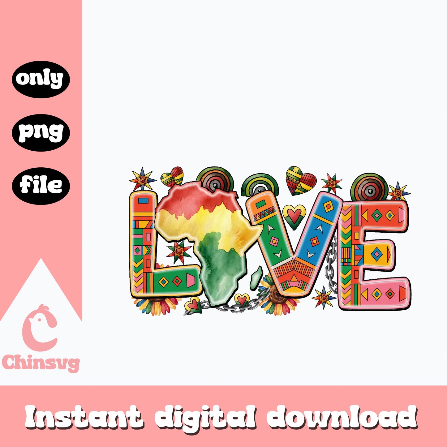 Black History Month Love PNG, Africa Map Sublimation PNG, Juneteenth PNG