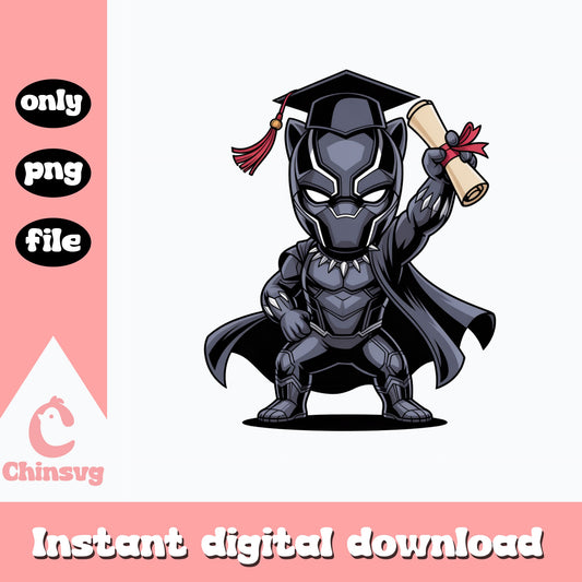 Black Panther Graduation PNG, Marvel Superhero PNG, Graduate PNG