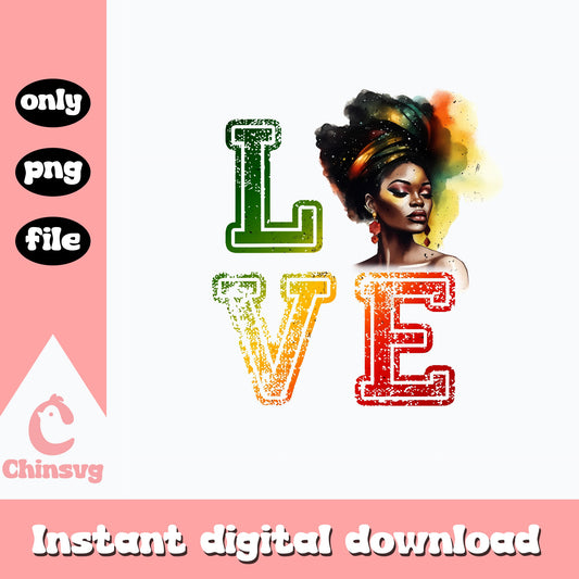 Black Woman Love PNG, Juneteenth Afro Girl PNG, Black History PNG