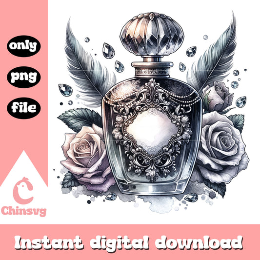Black and silver perfume bottle png, perfume bottles​ png