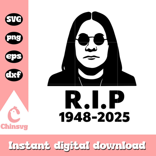 Black and white ozzy osbourne rip svg, rip ozzy osbourne svg