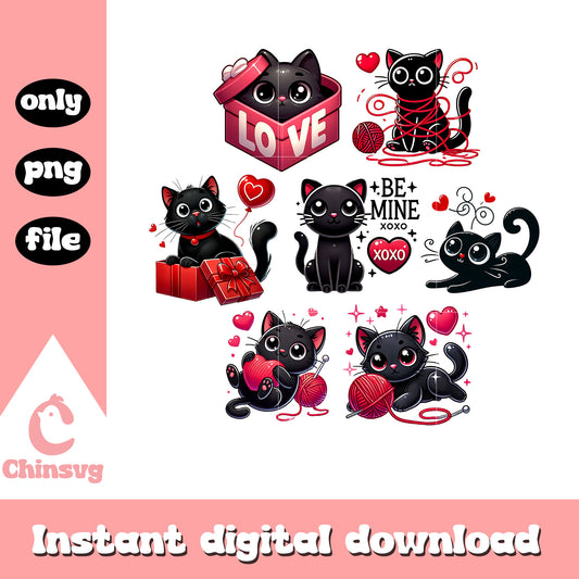 Black cat be mine xoxo valentine png, cat png, valentine png