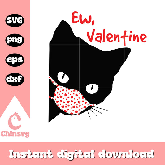 Black cat ew valentine svg, cat svg, anti valentine svg