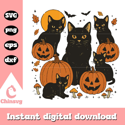 Black cat pumpkin halloween svg, halloween cat svg, pumpkin svg