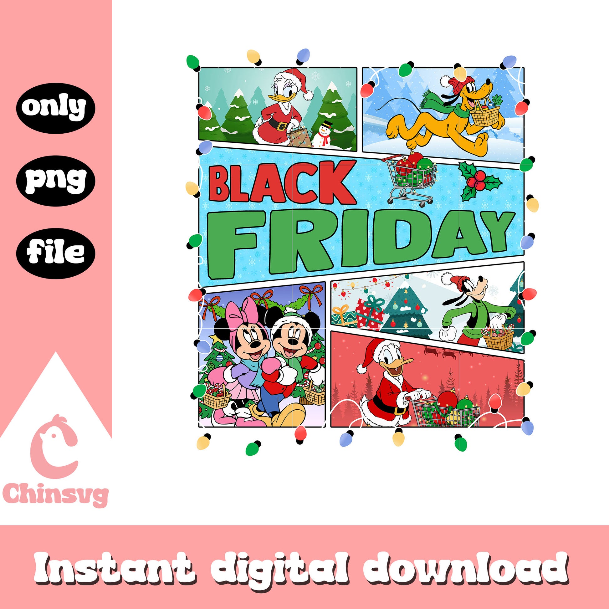 Black friday couple story png, disney christmas party​ png