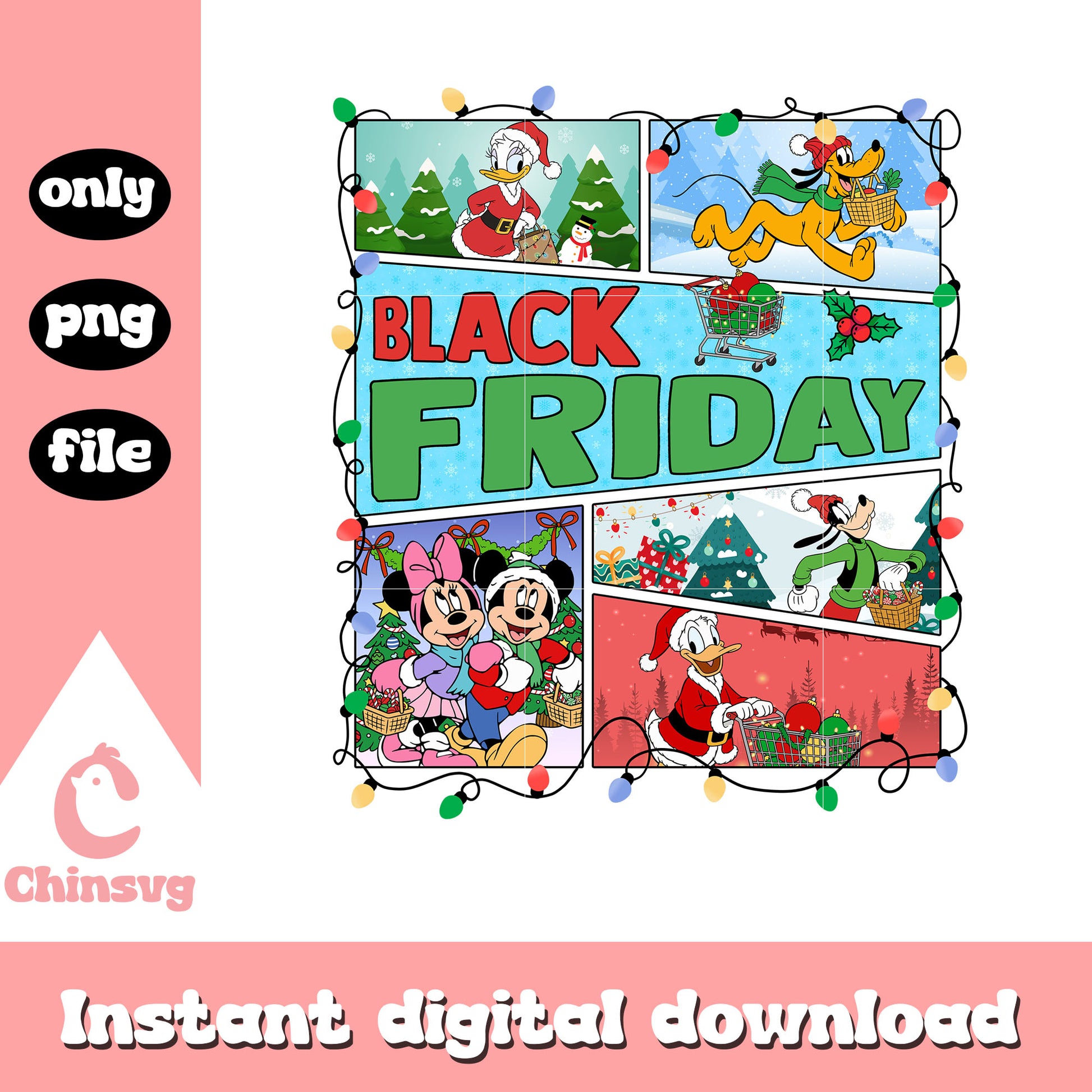 Black friday mickey minnie png, disney christmas party​ png