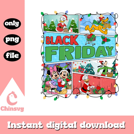 Black friday mickey minnie png, disney christmas party​ png