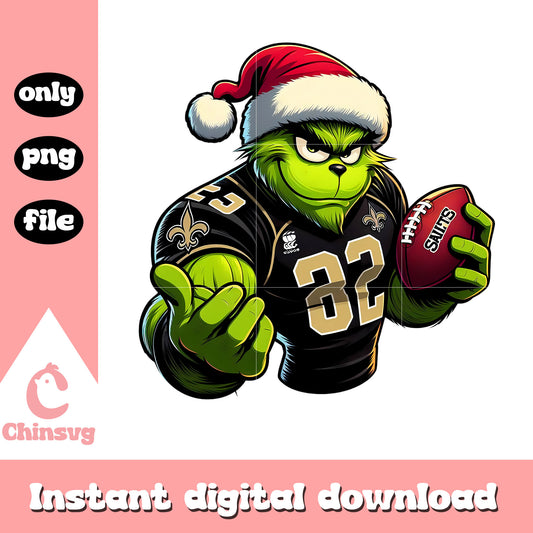 Black grinch saints custom png, football sports logos​ png